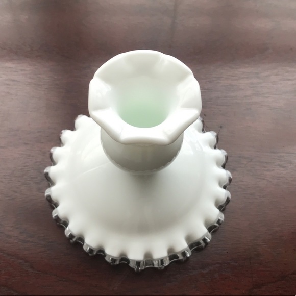 Vintage Fenton ‘Silver Crest’ Lot | Large Divided Basket and Candle Holder - Picture 12 of 12